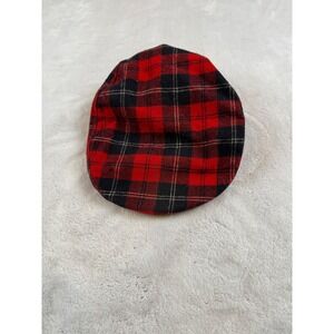 Pendleton Red Black Buffalo Plaid Wool Flat Cap Driving Hat A201-331 Large